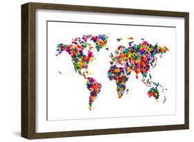 Love Hearts Map of the World-Michael Tompsett-Framed Art Print