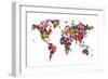 Love Hearts Map of the World-Michael Tompsett-Framed Art Print