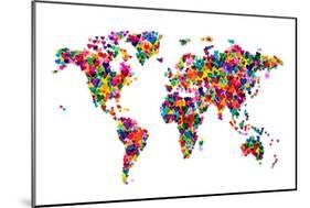 Love Hearts Map of the World-Michael Tompsett-Mounted Art Print