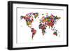 Love Hearts Map of the World-Michael Tompsett-Framed Premium Giclee Print