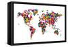 Love Hearts Map of the World-Michael Tompsett-Framed Stretched Canvas