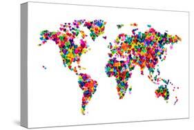 Love Hearts Map of the World-Michael Tompsett-Stretched Canvas