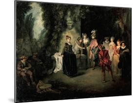 Love in French Theatre-Jean-Antoine Watteau-Mounted Giclee Print