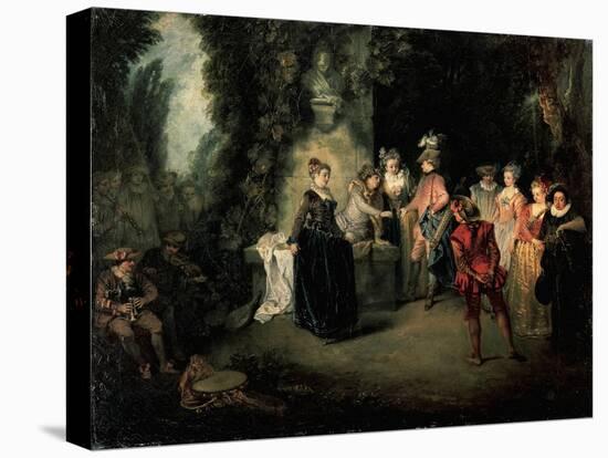 Love in French Theatre-Jean-Antoine Watteau-Stretched Canvas