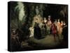 Love in French Theatre-Jean-Antoine Watteau-Stretched Canvas