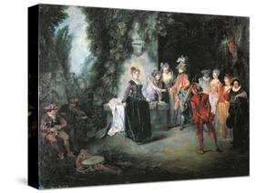 Love in French Theatre-Jean-Antoine Watteau-Stretched Canvas
