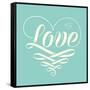 Love in Heart with Old School Engraving Ribbon-foxysgraphic-Framed Stretched Canvas