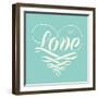 Love in Heart with Old School Engraving Ribbon-foxysgraphic-Framed Art Print