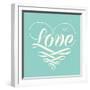 Love in Heart with Old School Engraving Ribbon-foxysgraphic-Framed Art Print