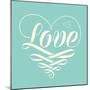 Love in Heart with Old School Engraving Ribbon-foxysgraphic-Mounted Art Print