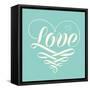 Love in Heart with Old School Engraving Ribbon-foxysgraphic-Framed Stretched Canvas