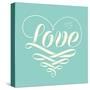 Love in Heart with Old School Engraving Ribbon-foxysgraphic-Stretched Canvas