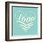 Love in Heart with Old School Engraving Ribbon-foxysgraphic-Framed Art Print