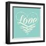 Love in Heart with Old School Engraving Ribbon-foxysgraphic-Framed Art Print