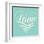 Love in Heart with Old School Engraving Ribbon-foxysgraphic-Framed Art Print