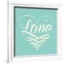 Love in Heart with Old School Engraving Ribbon-foxysgraphic-Framed Art Print