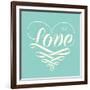 Love in Heart with Old School Engraving Ribbon-foxysgraphic-Framed Art Print