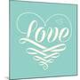 Love in Heart with Old School Engraving Ribbon-foxysgraphic-Mounted Art Print