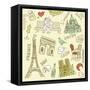 Love in Paris Doodles-Alisa Foytik-Framed Stretched Canvas