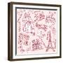 LOVE in Paris Doodles-Alisa Foytik-Framed Art Print