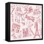 LOVE in Paris Doodles-Alisa Foytik-Framed Stretched Canvas