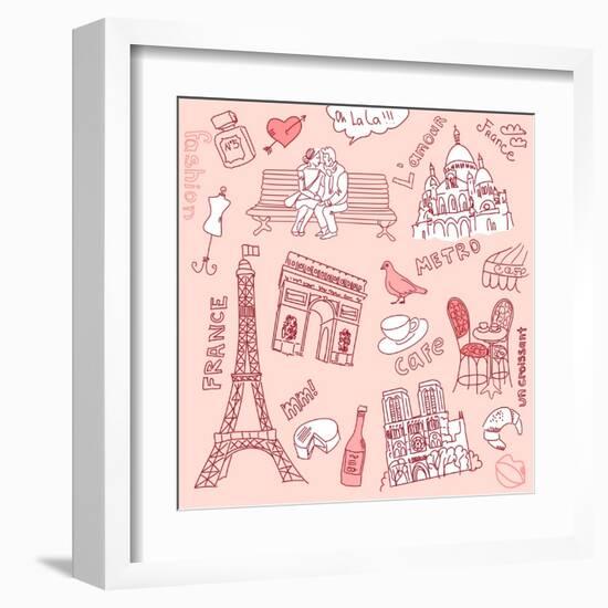 Love in Paris Doodles-Alisa Foytik-Framed Art Print