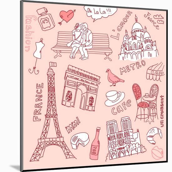 Love in Paris Doodles-Alisa Foytik-Mounted Art Print