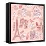 Love in Paris Doodles-Alisa Foytik-Framed Stretched Canvas