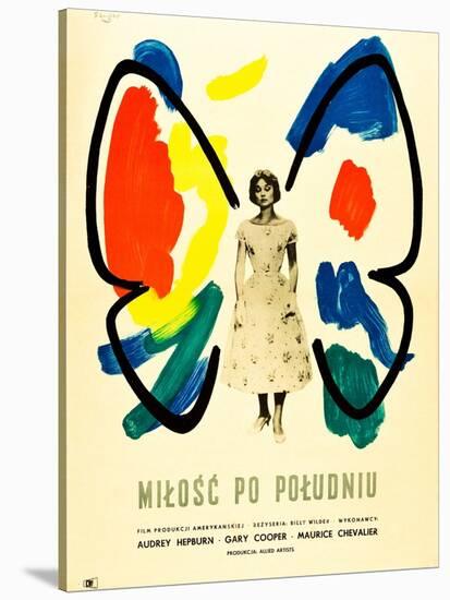 Love in the Afternoon, (AKA Milosc Po Poludniu), Polish Poster, Audrey Hepburn, 1957-null-Stretched Canvas