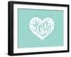 Love in White Heart on a Turquoise Background-foxysgraphic-Framed Art Print