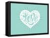 Love in White Heart on a Turquoise Background-foxysgraphic-Framed Stretched Canvas