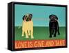 Love Is Give And Take Black And Tan Pugs-Stephen Huneck-Framed Stretched Canvas