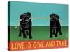 Love Is Give And Take  Pugs Black-Stephen Huneck-Stretched Canvas