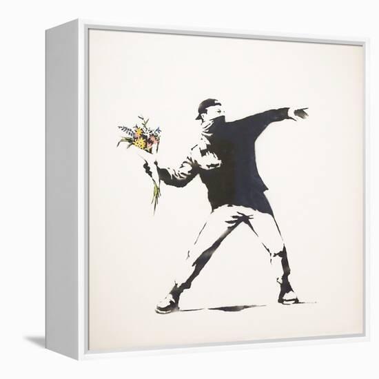 Love Is in the Air-Banksy-Framed Stretched Canvas