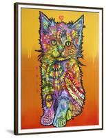 Love Kitten, Cats, Kitty, Kitties, Stencils, Pop Art, Orange fade to yellow, Pets-Russo Dean-Framed Premium Giclee Print