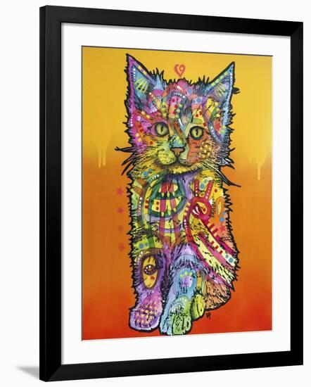 Love Kitten, Cats, Kitty, Kitties, Stencils, Pop Art, Orange fade to yellow, Pets-Russo Dean-Framed Giclee Print