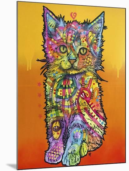 Love Kitten, Cats, Kitty, Kitties, Stencils, Pop Art, Orange fade to yellow, Pets-Russo Dean-Mounted Giclee Print