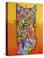 Love Kitten, Cats, Kitty, Kitties, Stencils, Pop Art, Orange fade to yellow, Pets-Russo Dean-Stretched Canvas