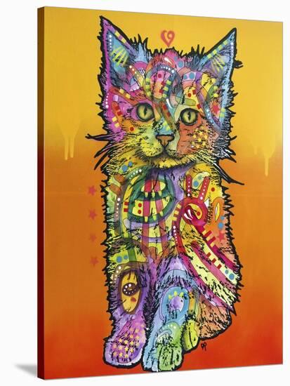 Love Kitten, Cats, Kitty, Kitties, Stencils, Pop Art, Orange fade to yellow, Pets-Russo Dean-Stretched Canvas