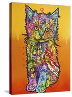 Love Kitten, Cats, Kitty, Kitties, Stencils, Pop Art, Orange fade to yellow, Pets-Russo Dean-Stretched Canvas