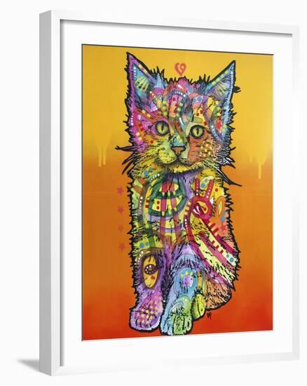 Love Kitten, Cats, Kitty, Kitties, Stencils, Pop Art, Orange fade to yellow, Pets-Russo Dean-Framed Giclee Print