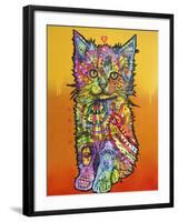Love Kitten, Cats, Kitty, Kitties, Stencils, Pop Art, Orange fade to yellow, Pets-Russo Dean-Framed Giclee Print