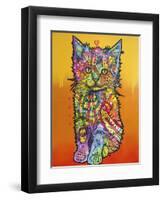 Love Kitten, Cats, Kitty, Kitties, Stencils, Pop Art, Orange fade to yellow, Pets-Russo Dean-Framed Premium Giclee Print