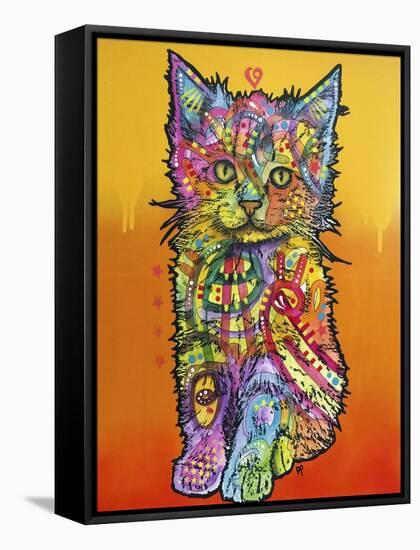 Love Kitten, Cats, Kitty, Kitties, Stencils, Pop Art, Orange fade to yellow, Pets-Russo Dean-Framed Stretched Canvas
