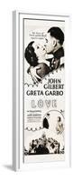 LOVE, l-r: Greta Garbo, John Gilbert on insert poster, 1927.-null-Framed Premium Giclee Print