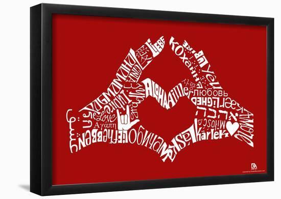 Love Languages Finger Heart Text Poster-null-Framed Poster