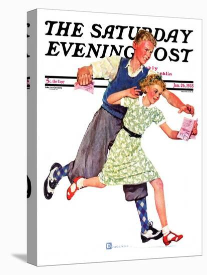 "Love Letter," Saturday Evening Post Cover, January 26, 1935-Douglas Crockwell-Stretched Canvas
