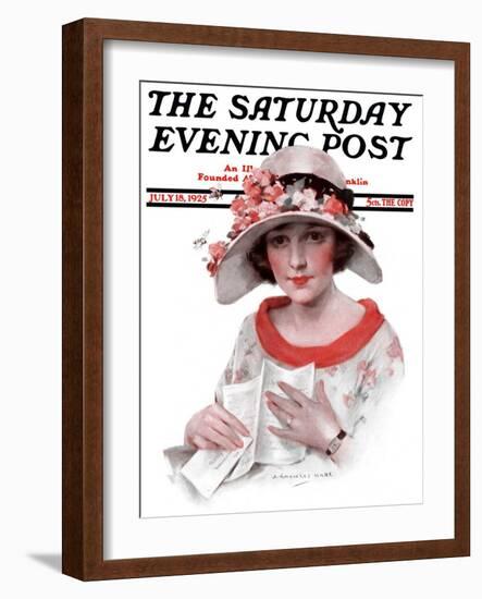 "Love Letter," Saturday Evening Post Cover, July 18, 1925-J. Knowles Hare-Framed Giclee Print