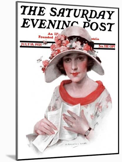 "Love Letter," Saturday Evening Post Cover, July 18, 1925-J. Knowles Hare-Mounted Giclee Print