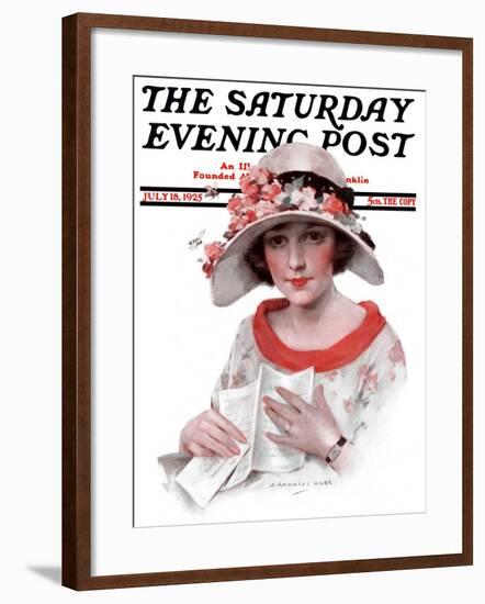 "Love Letter," Saturday Evening Post Cover, July 18, 1925-J. Knowles Hare-Framed Giclee Print